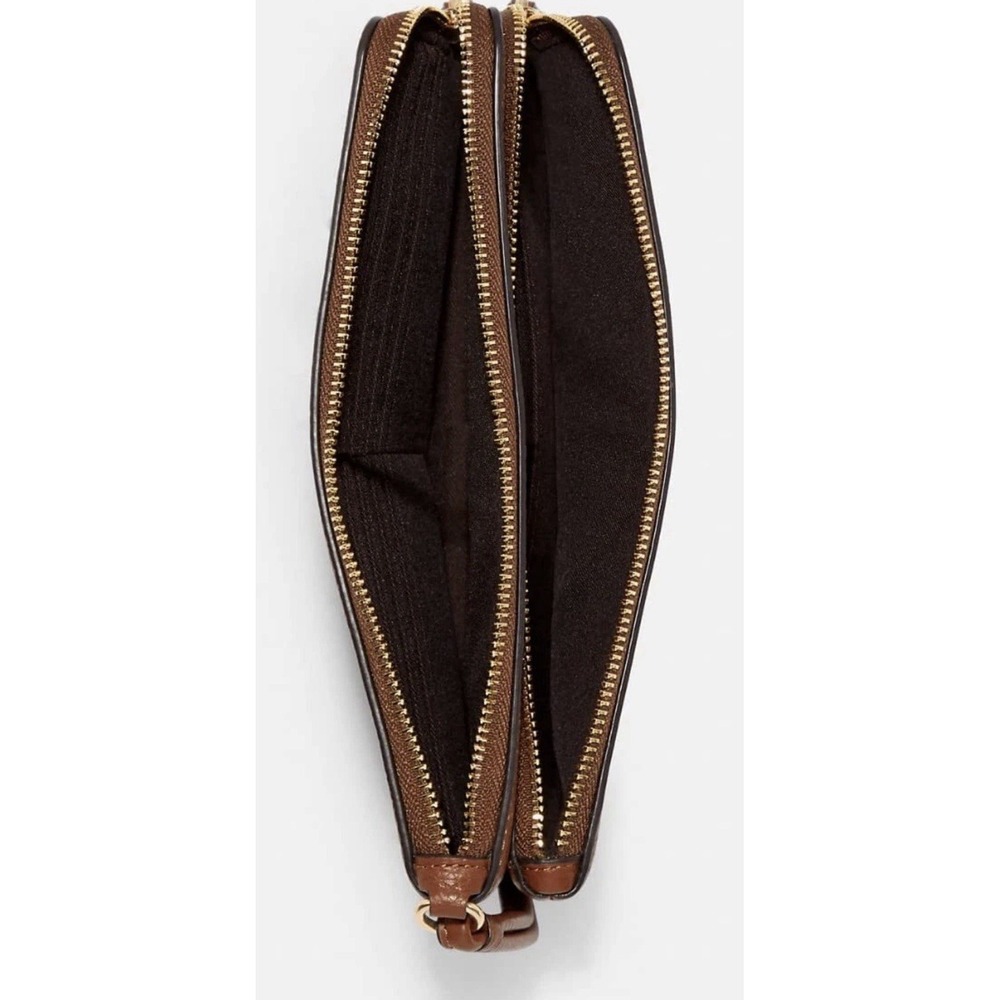 COACH Womens Double Zip Wallet In Pebble Leather (IM Redwood) New With Tags - Picture 2 of 10